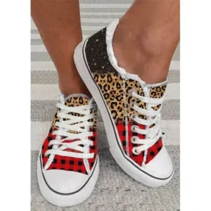 Navrina Women Casual 3D Printing Color Leopard Canvas Shoes