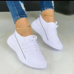 Navrina Women Fashion Breathable Lace-Up Flat Mesh Sneakers