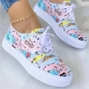 Navrina Graffiti Print Platform Canvas Shoes