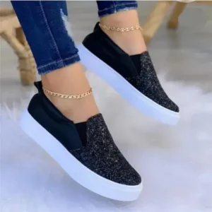 Navrina Thick Sole Casual Sequined Shoes Women Flat Shoes