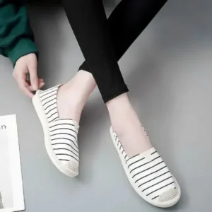 Navrina Fashion Stripe Pattern Design Women Round-Toe Casual Espadrilles Shoes