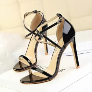 Navrina Women Fashion Sexy Hollow Cross Stiletto Heel Sandals