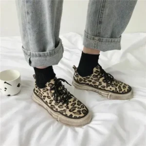 Navrina Women Fashion Leopard Printing Flat Sneakers