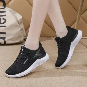 Navrina Women Sports Casual Lace Up Design Mesh Breathable Wedge Sneakers