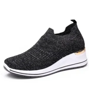 Navrina Women Casual Mesh Knit Design Breathable Comfort Wedge Platform Sneakers