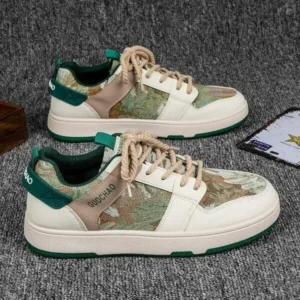 Navrina Men'S Casual Retro Secret Forest Oil Painting Pattern Sneakers