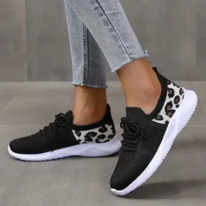 Navrina Women Casual Mesh Breathable Leopard Sneakers