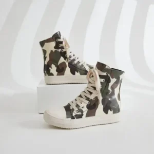 Navrina Women Fashion Casual Plus Size Camouflage Thick-Soled High Top Shoes