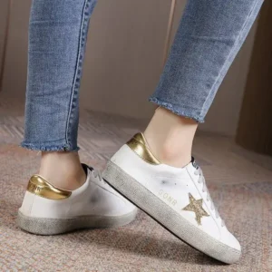 Navrina Women Fashion Casual Plus Size Star Round Toe Sneakers